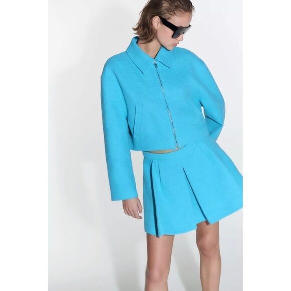 NWT Zara Blogger’s Favorite High Waisted Pleated Textured Skort, Size XS - Picture 8 of 16